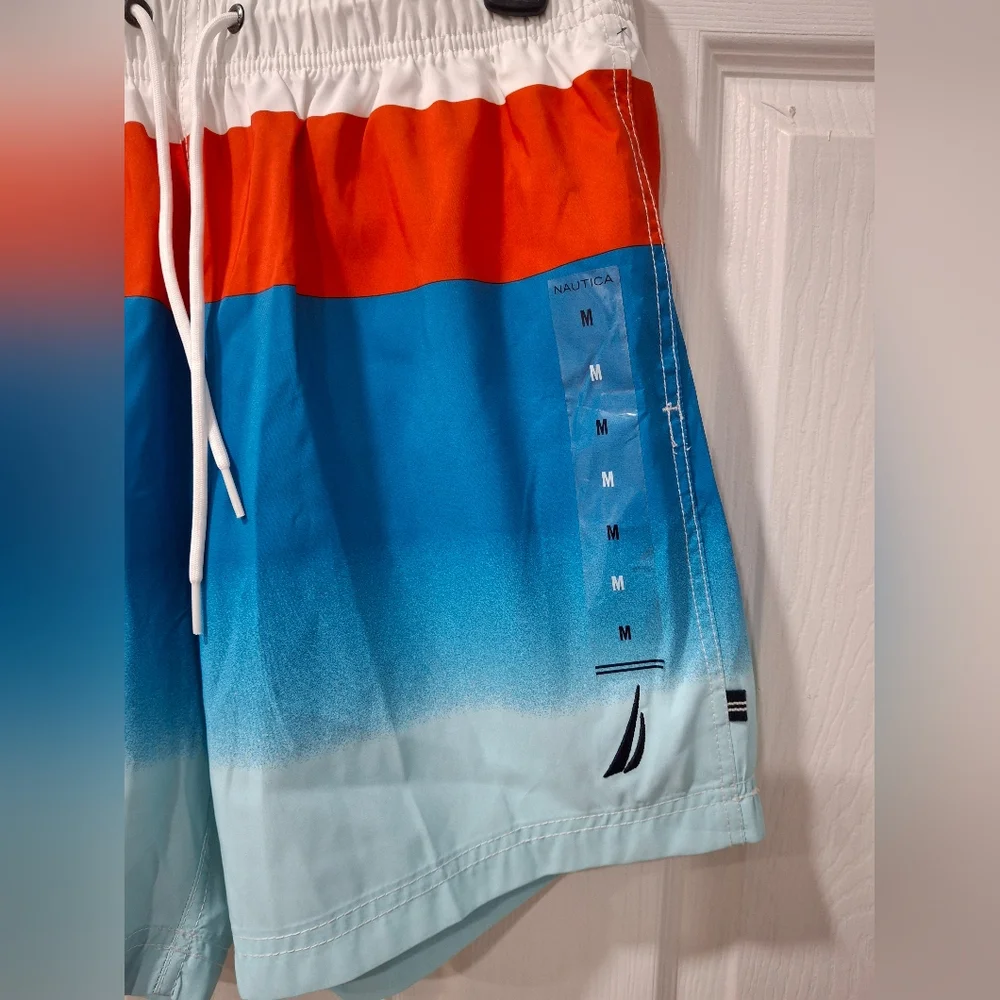 Nautica Men's Swim Trunks - Orange, Blue, and White